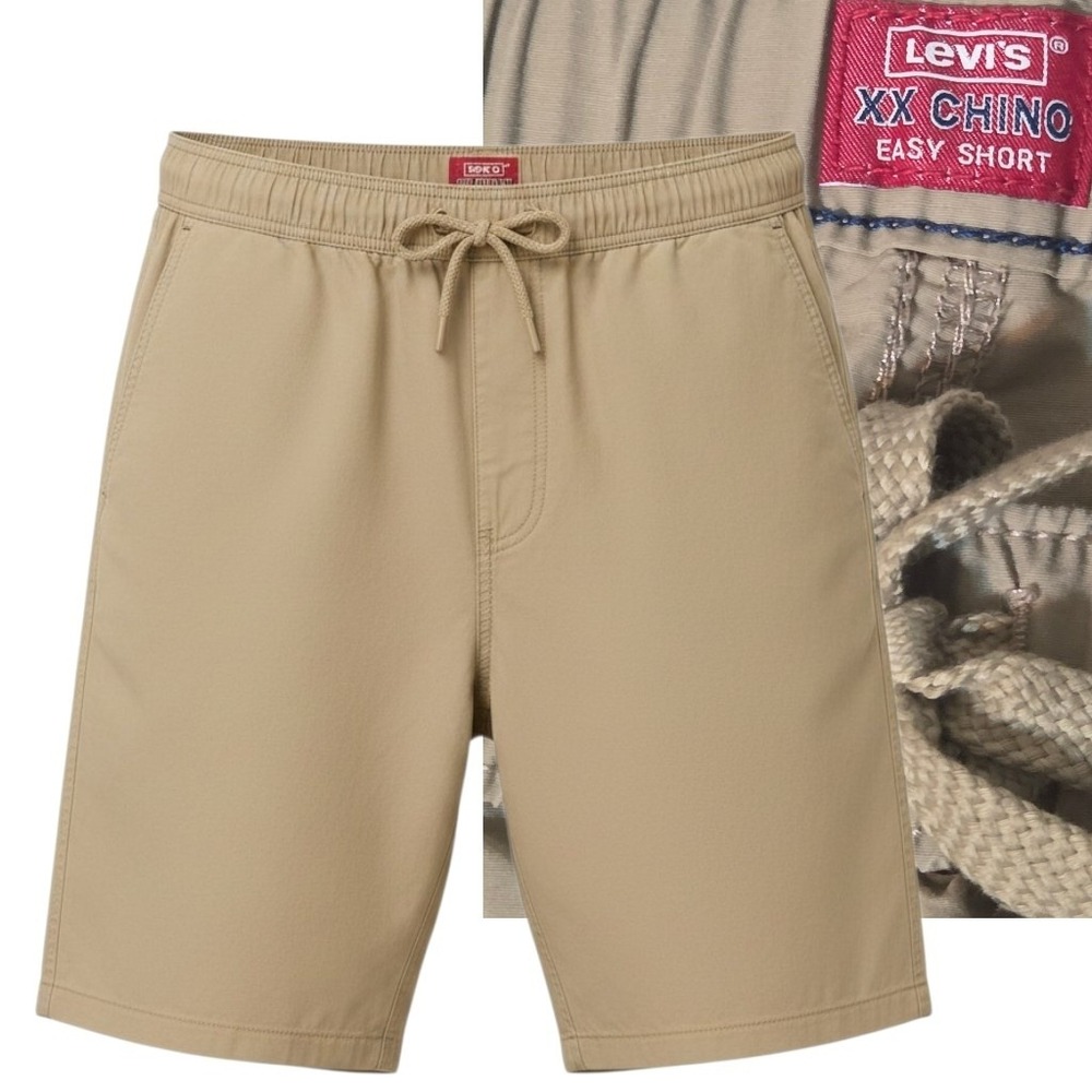 Levi's XX Chino Easy Shorts Mens 2XL Khaki Tan Elastic Waist Drawstring Casual